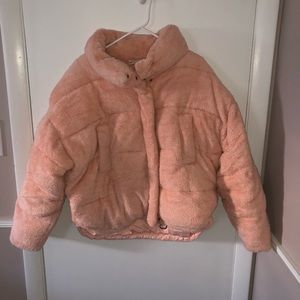 Urban Outfitters Pink Teddy Puffer Coat 